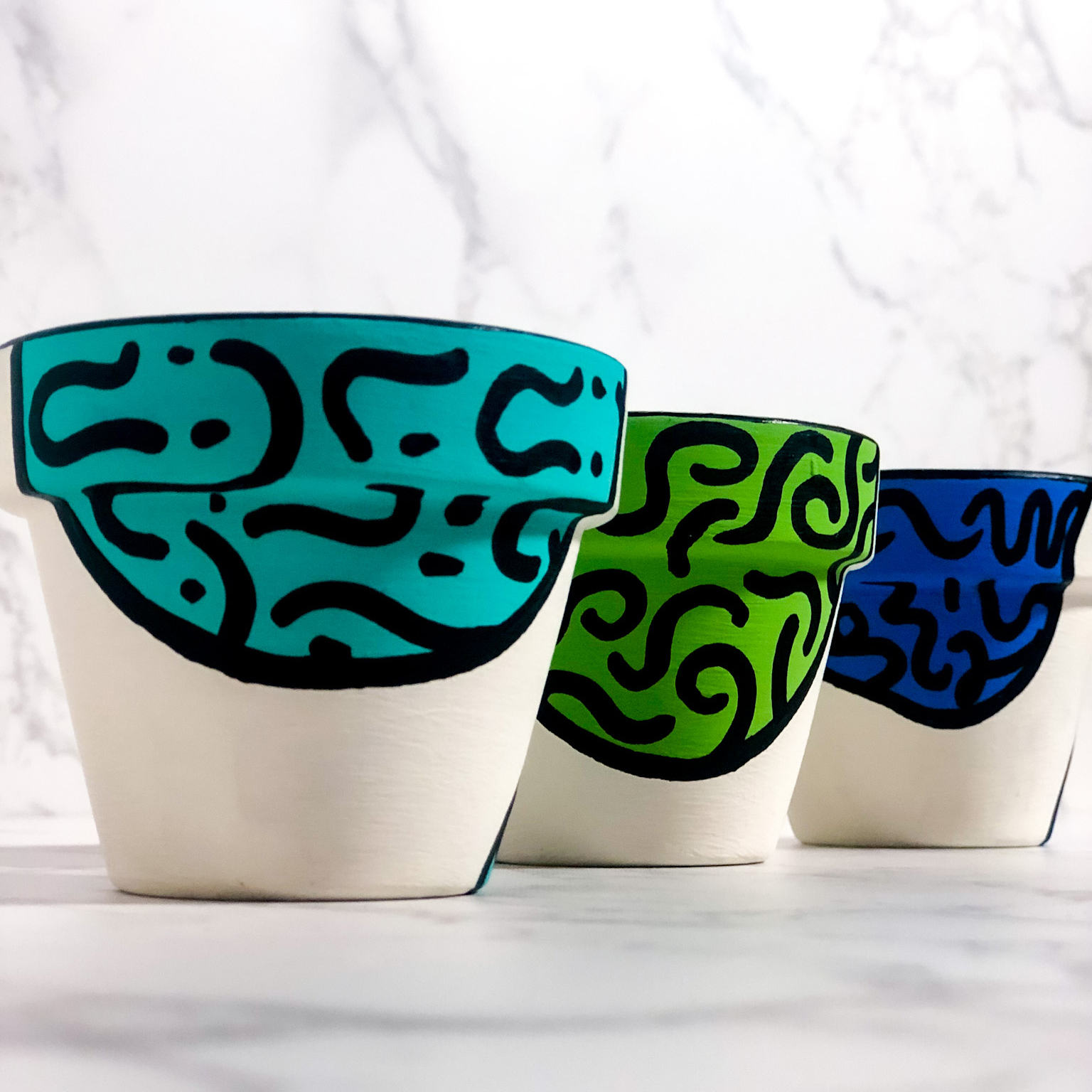 Aqua Frost Cupcake Planter Set